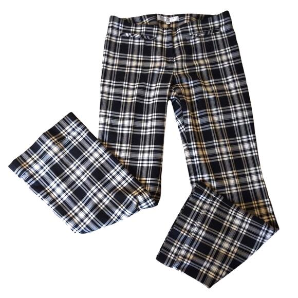 Trina Turk Women's Sz 6 Black/White Checkered Bootcut Stretch Career Pants - Picture 1 of 5